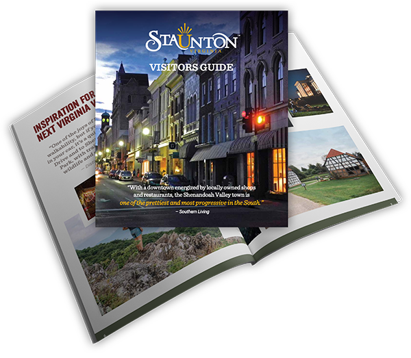 The front cover and open display of the Staunton Visitors Guide. 