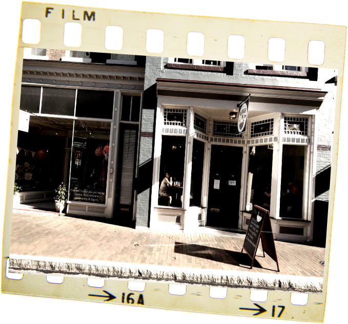 Storefronts line the brick sidewalks of downtown Staunton Virginia 