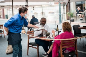 two diners enjoy outdoor dining in staunton, va