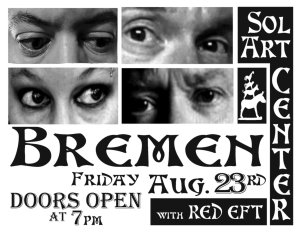 Eye-catching poster for the Bremen Show displayed at Sol Art Center, showcasing creative artwork and bold typography