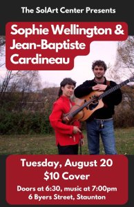 Poster For The Solar Art Center Featuring Sophie Wellington &Amp; Jean-Baptise Cardineau Joyfully Playing Instruments, Set Against A Creative Backdrop