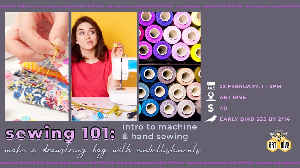 Event 45175 sewing 101 intro to machine hand sewing make a drawstring bag with embellishments-visit-staunton-va