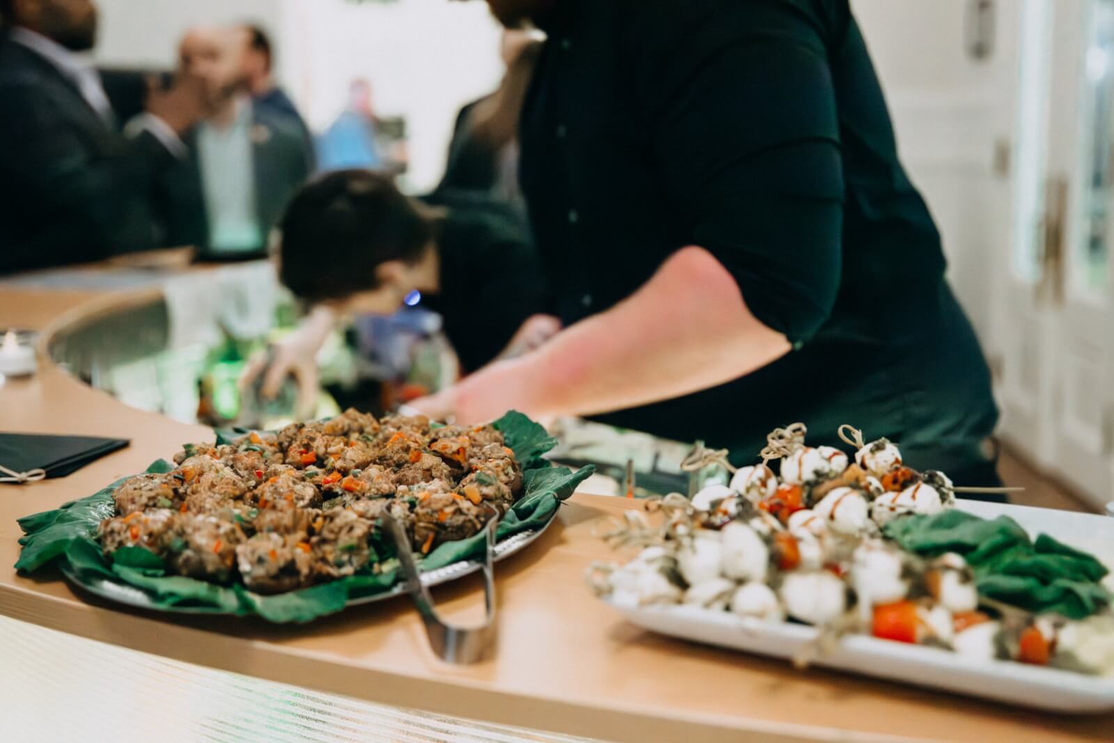 Hors d'oeuvres served on a counter