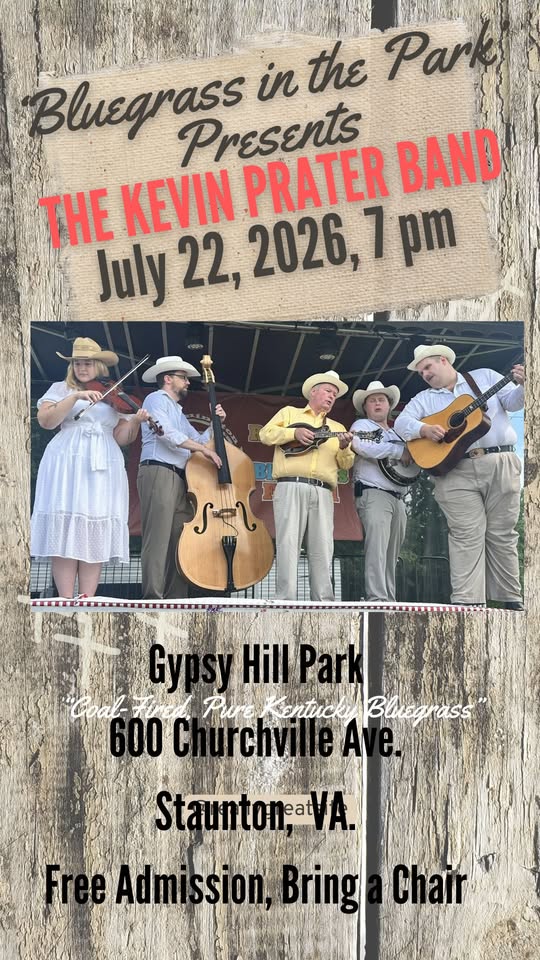 Event 51810 the kevin prater band will play bluegrass in the park-visit-staunton-va